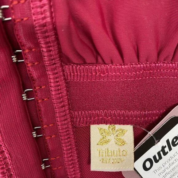 Tributo Women's Velvet Corset Top Red Size S 4017 Thin Strap Vest with Bra - Picture 15 of 15